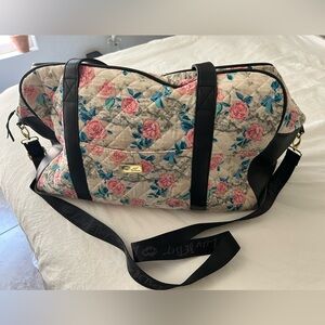 Betsey Johnson Carry on bag with side pocket for slipping over suitcase handles